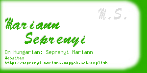 mariann seprenyi business card